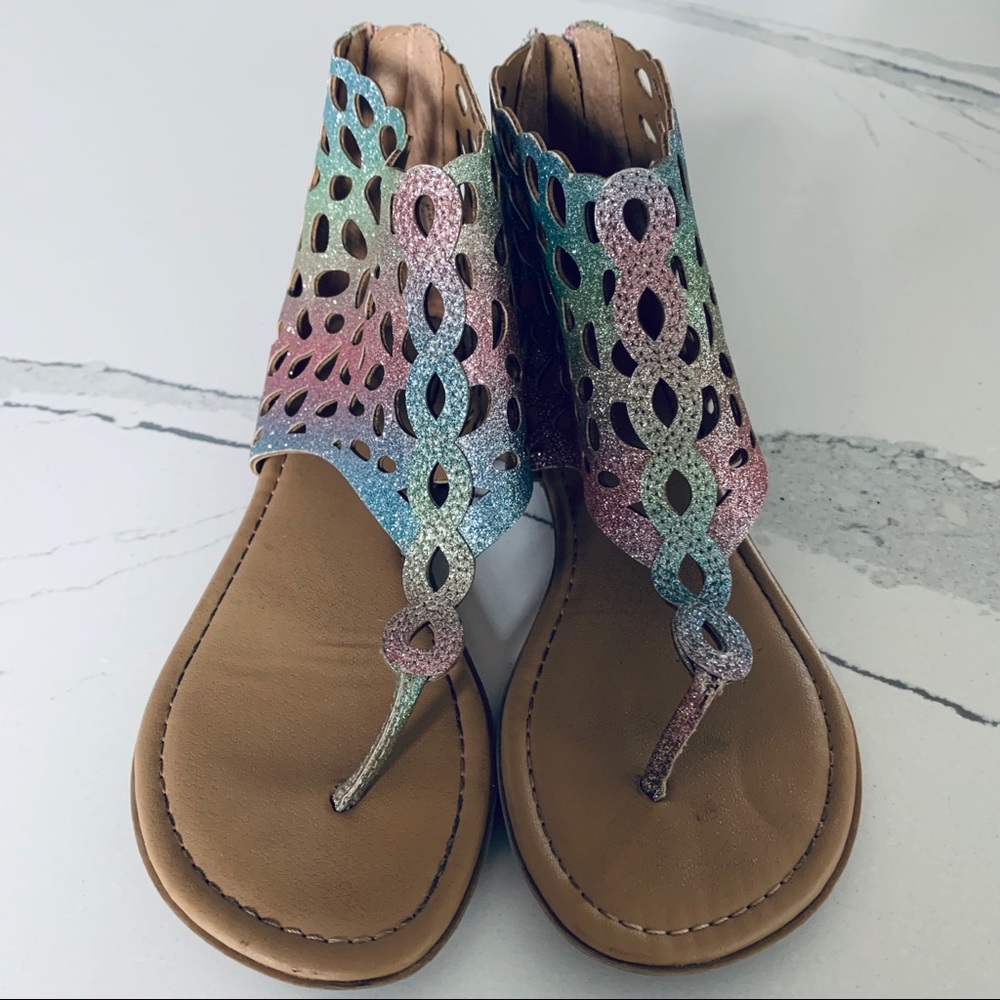 Justice Mermaid OmbreGlitter Lace Cutout Sandals 5 - Picture 4 of 7
